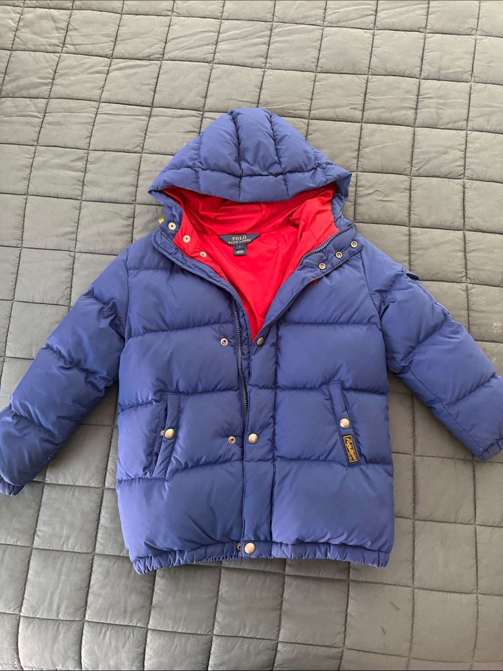 Polo by Ralph Lauren Kids Blue Puffer Jacket with Red Lining
